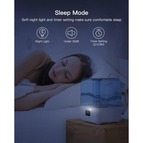 MORENTO 4.5L Top Fill Cool Mist Humidifier for Bedroom, Large Room, Home with 360 Nozzle, Auto Shut-Off, Humidity Setting, 50Hrs Runtime, Night Light, White