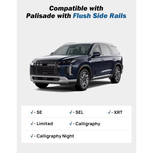 JOYTUTUS Lockable Roof Rack Cross Bars Compatible with Hyundai Palisade SE SEL XRT Limited Calligraphy 2019-2025 with Rails, Aluminum Crossbar for Cargo Bag Kayak Bike Skiboard Luggage Rack