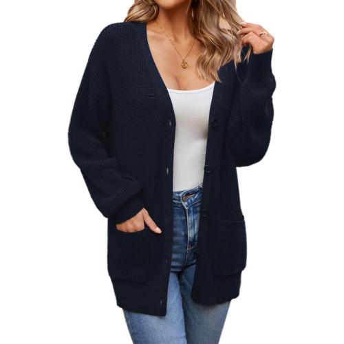 QUALFORT Women's 100% Cotton Cardigans for Women Lantern Sleeve Oversized Sweater with Pockets Womens Fall Cardigans 2025