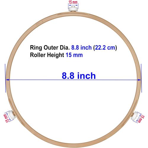 8.8 Microwave Turntable Ring with 15 mm Rollers, Microwave Oven Tray Support, Glass Plate Rotating Roller Ring, Ring Outer Diameter 8.8 inch (22.2 cm), Roller Height 15 mm