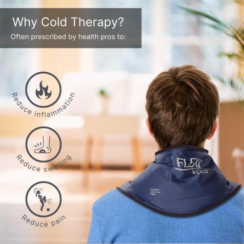 FlexiKold Gel Neck Ice Pack (23 X 8 X 5) - Reusable Cold Pack Compress (Therapy for Pain, Injuries of Neck, Lower Back, Shoulder, wrap Around Knee, Foot, Thigh, Elbow) - A6301-COLD
