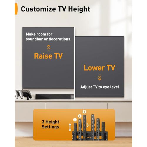Perlegear Full Motion TV Mount for 32-69 Inch TVs up to 99 lbs, Max VESA 400x400mm, Fits 16”/12” Wood Studs, Height Adjustable Pre-Assembled TV Wall Mount, Tool-Free Tilt, Swivel & Extension, PGMF21.