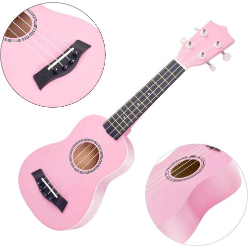 Soprano Ukulele Beginner Pack, 21 Inch Basswood kids Ukuleles Starter Kit with Gig Bag Spare Strings Tuner and Picks. (pink)
