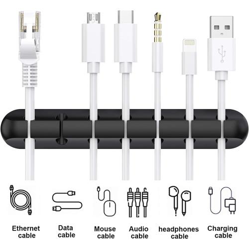 SOULWIT Cable Holder Clips, 3-Pack Cable Management Cord Organizer Clips Silicone Self Adhesive for Desktop USB Charging Cable Nightstand Power Cord Mouse Cable Wire PC Office Home