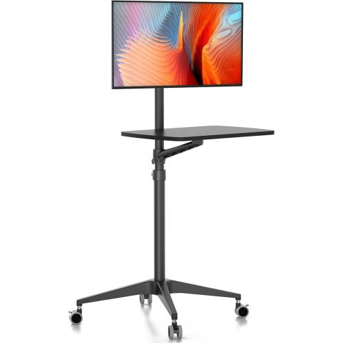 Viozon Mobile Desk,Mobile Workstation,Mulitiuse Rolling Laptop Floor Stand,34-48.6 Height Adjustable,Compatible with 17-27 Monitor&12-17 Laptop,21×14 Desk,Maxload 17.6lbs,4 Lockable Wheels B