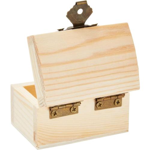 Juvale Wooden Boxes - 12-Pack, 2.3 x 1.5 x 1.5 In Natural Pinewood - Unfinished Wood Box With Hinged Lid & Metal Clasp for Crafts & Mini Treasure Chests