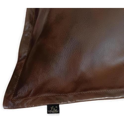 Leather Cushion Case 16 X 16 Inch, Pack of 2 Thick Antique Brown Modern Decorative Square Bedroom, Living Room Pillow Cover for Couch Bed Sofa
