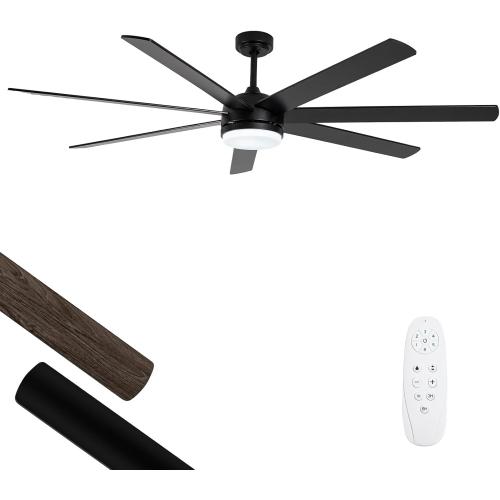 72 Inch Ceiling Fans with Lights and Remote,Large Ceiling Fan with 7 Blades,Reversible, Dimmable,Indoor and Outdoor Ceiling Fan with 12 and 18 Downrods for Bedroom, Living Room, Patio