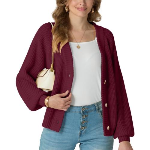 Size L ...GRECERELLE Women's Cardigan Sweater Thick Knitted Open Front Long Sleeve Button Up Loose Casual Oversized Outerwear, S-2XL