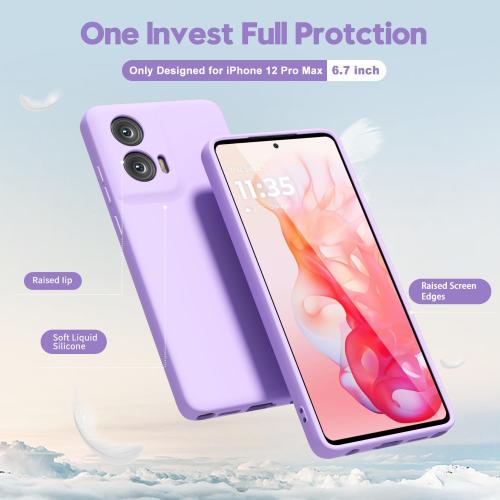 oakxco for Motorola Moto G Stylus 5G 2024 Phone Case Liquid Silicone, Thin Slim Soft Rubber Gel TPU Plain Simple Cover for Women Girl Cute, Matte Solid Color, Lilac Light Purple Lavender
