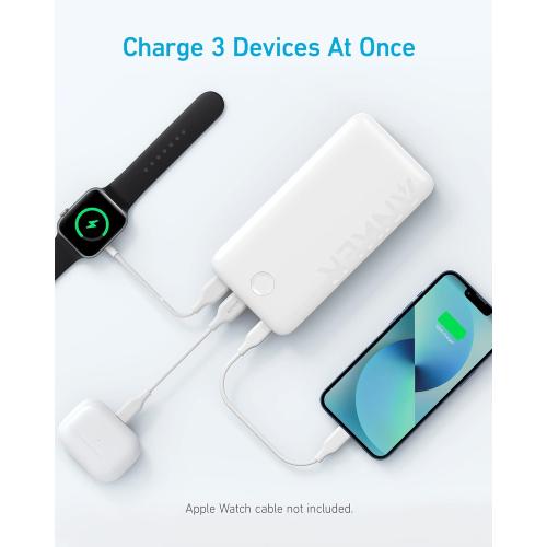 ANKER Power Bank, 20,000mAh Portable Charger with 22.5W Max Fast Charging, 2 USB-A, 1 USB-C for iPhone 16/15/14/13/12 Series, Samsung, iPad Pro, AirPods, Apple Watch, and More