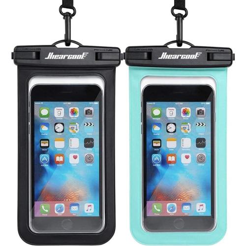 Hiearcool Waterproof Phone Pouch, IPX8 Waterproof Phone Case for iPhone 17/16/15/14 Pro Max, Cell Phone Dry Bag for Beach & Cruise Essentials, Touch Screen, Lanyard Included, 2 Pack (Fits Up to 8.9”)
