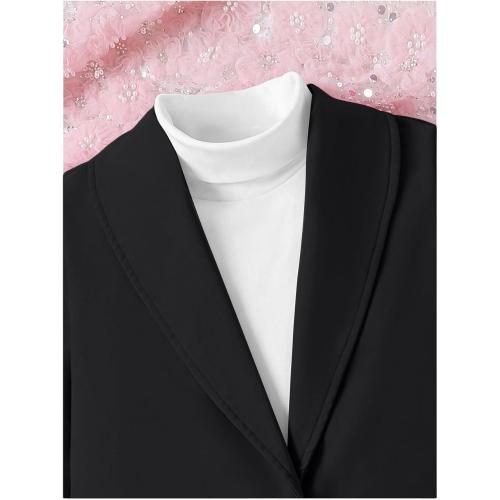 Milumia Girl's 2 Piece Outfits Button Open Front Long Sleeve Blazer and Pants Fall Suit Set Black***