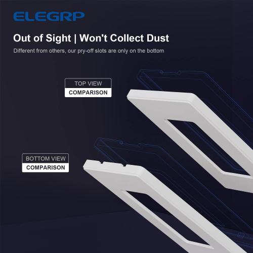 ELEGRP 2-Gang Screwless Decorative Wall Plates, Mid-Size 4.88 height x 4.94 length Unbreakable Thermoplastic Faceplate Cover for Decorator Receptacle Outlet & Switch, UL Listed (5 Pack, Matte White)