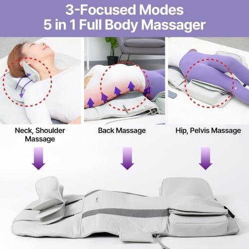 DR. WELL 2026 New, Full Body Stretching Massage Mat 3D Lumbar - Neck, Back, Waist, Hip Relaxation. 26 Powerful Air Cells, 7 Massage Modes & 5 Intensities Levels. Foldable & Portable Mattress.