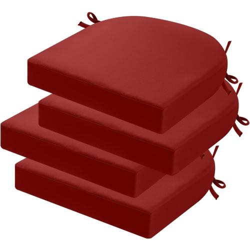 idee-home Outdoor Chair Cushions Set of 4, Thick 19 x 19 x 3 Patio Chair Cushions for Outdoor Furniture Waterproof with Ties, Outdoor Seat Cushion, Chair Pads Dining Chair Spice
