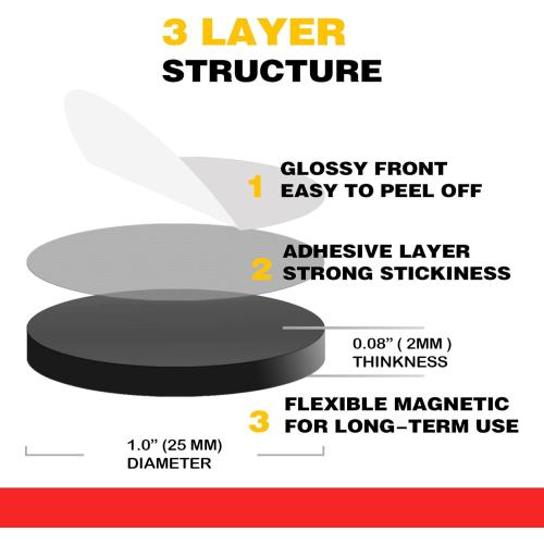 Set of 50 Size Size 25mm Round Small Magnet Dots with Adhesive Backing for Crafts DIY School Office Home Flexible Circle Magnetic Dot with Self Adhesive Alternative to Magnets Tape Sheet 50 PCS 25mm (Diameter 1.0”X 0.08”)