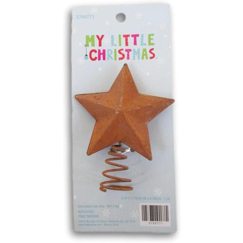 Rust Metal Star Mini Tree Topper - 2.75 Inches, Brown