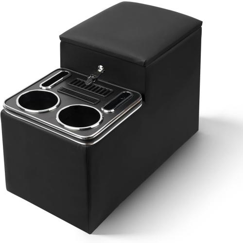Center Console Between Seat with a Lock, Center Console Organizer for Minivans, Truck & Motorhome, Automotive Center Consoles with Cup and Phone Holder