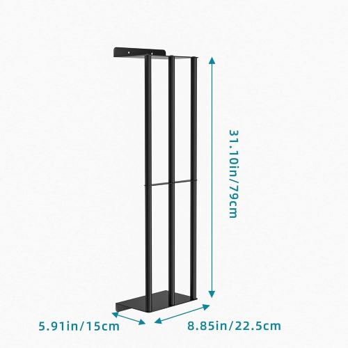 Susswiff Towel Racks for Bathroom 31 Inch - Wall Mounted, Solid 2 Metal Shelves and 3 Vertical Bars, Can Holds 6 Large Rolled Bath Towels - for Modern Decor Bathroom Towel Storage (Matte Black)