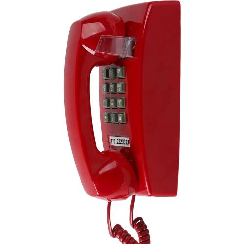 Retro Wall Phone Landline Ringer On/Off, Updated 2544 Wall Telephone,Vintage Wall Mounted Telephone Metal Base, Old Wall Phones for Landline, Backup Wall Phone for Home, Kitchen,Red