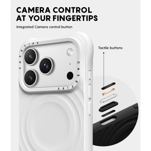 CASETiFY for iPhone 17 Pro Case - Ripple Compatible with MagSafe White | Silicone | Wave Textured | 6.6 ft. 2X Military Grade Drop Protection | White