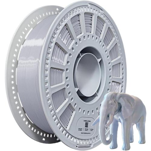 CHING LEUNG Silk Metallic Silver PLA 3D Printer Filament 1kg Spool, 1.75mm ±0.03mm Accuracy, Clog-Free Shiny Silky Surface, Universal for All FDM 3D Printers, Vacuum Packaging
