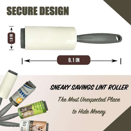 Diversion Safe Money Lint Rollers for Pet Hair, Sticky, Remover for Couch, Clothes Furniture and Carpet. Dog Hair Remover Cat Hair, Animal Fur - Secret Hidden Jewelry Storage Home Security