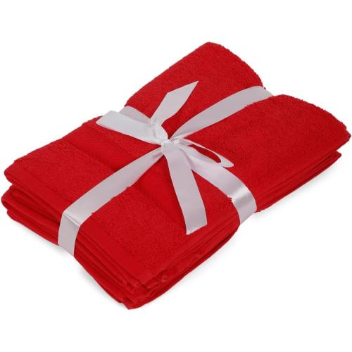 CASALINO Plush Collection Towel Set, Premium Quality 100% Pure Cotton, Highly Absorbent, Super Soft, Soft and Plush, (6 PCS Hand Towel Set, Red)