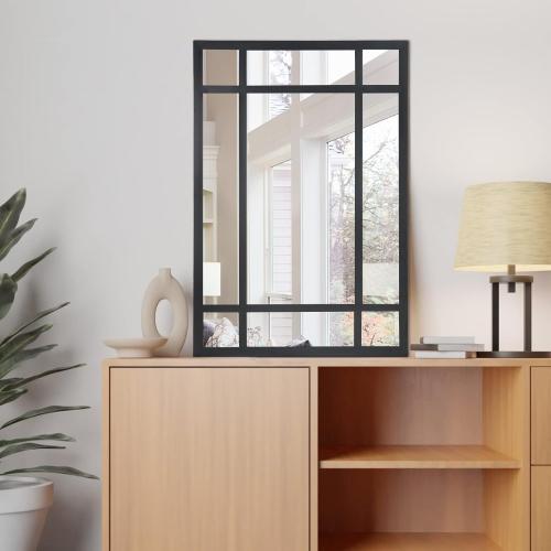 Black Rectangle Mirror, Farmhouse Decorative Wall Mirror for Entryway, Living Room, Bedroom, Hallway, Fireplace, Accent Wall Decor (Black1, 29.5 x 20)