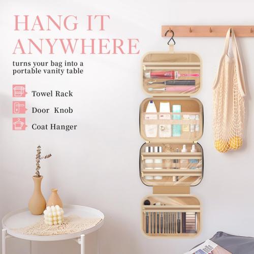 Pink HOTOR Travel Toiletry Bag w/Hanging Hook - Spacious Toiletry Bag Essentials for Women & Men, Makeup Bag/Big Comparment, Waterproof for Travel Accessories, Rosewood-Pink