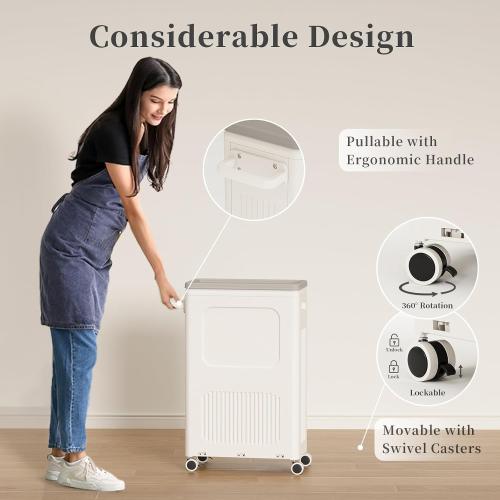Slim Laundry Hamper with Lid 50L Rolling Basket | For One Person Laundry, Fits Narrow Corners, Behind the Door, with Handle, Lid, Wheels, Stickers for Sorting, 5-Minute Setup