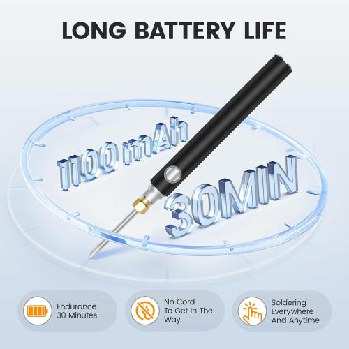 Cordless Soldering Iron Kit, ELMCONFIG 1100mAh USB Wireless Electric Soldering Gun Pen, Portable and Rechargeable for Home Appliance Repair, Electronic Components, DIY, Black