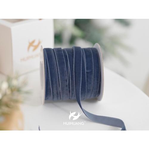 HUIHUANG Blue Velvet Ribbon 3/8 inch x 25 Yards Single Face Vintage Velvet Ribbon for Gift Wrapping, Christmas Tree Ornaments, Wreath Decor, Invitations, Hair Bows, Flower Bouquet, Home Decor