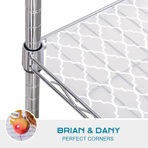 BRIAN & DANY Wire Shelf Liner 14 X 36, Heavy Duty Shelf Liners for Wire Shelving, Waterproof Protector Mats, Set of 5, Quatrefoil Grey