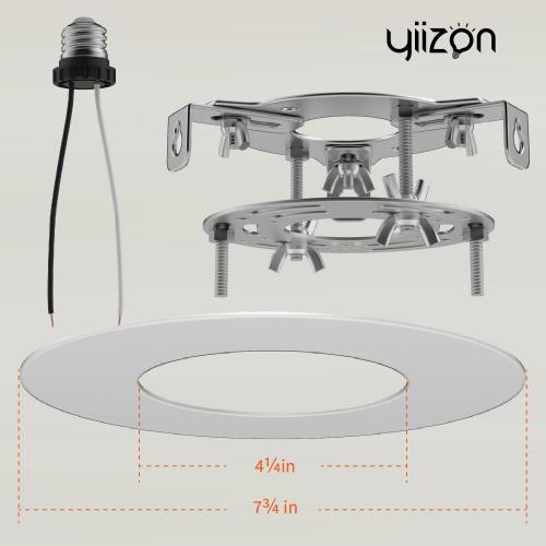 Recessed to Pendant Light Converter Kit 5 and 6 inch Can Light Conversion, Includes E26 Socket, Mounting Bracket, Round Ceiling Plate & White Cover