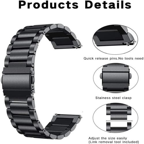 Black 5.5-8.5 FitTurn Wrist Strap Compatible for KOSPET Tank M1 Pro/M1/M2/M3/T2/T3 Smart Watch Band, Replacement Metal Wristband for AMAZTIM C20 Pro/C20/M2/T2 Stainless Steel Bracelet Adjustable Belt Loop