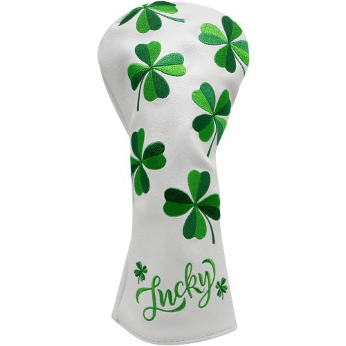 Golf Headcovers Live Lucky Golf Driver Covers Advanced Embroidery Fairway Wood Covers Hybrid Covers Mallet Blade Putter Head Covers Premium Leather Shamrock Golf Club Covers