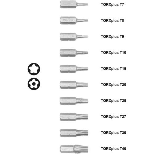 TORX PLUS IPR, Torx Plus 5-Point Tamper-Proof Security Bits (IPR 7-IPR 40), 25mm, 10 -Pieces, High Grade S2 Steel