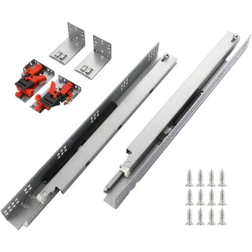 1 Pairs of 21 Inch Soft Close Undermount Drawer Slides Full Extension Concealed Drawer Rails with Mounting Screws,3D Locking Device and Brackets