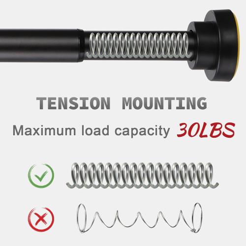 Shower Curtain Rod Adjustable 43-92 inch, 1Diameter Spring Tension Curtain Rod No Drill, Anti-Rust Non-Slip Shower Rod, Black Shower Curtain Rod for Bathroom Tension