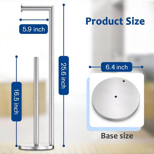 Toilet Paper Holder Stand, Bathroom Free Standing Storage, Brushed Nickel | Rustproof Toilet Paper Roll Holder for 4 Rolls,with Non-Slip Stable Base,Bathroom Organizers and Storage