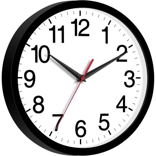 Rohioue Wall Clock Modern 8 Inch Battery Operated Silent Non Ticking Small Analog Clock for Living Room Office Home Bedroom Kitchen Bathroom(Black)