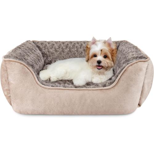 JOEJOY Rectangle Dog Bed for Large Medium Small Dogs - Washable Orthopedic Sofa Bed, Soft Breathable Puppy & Pet Cuddler, Durable Calming Dog Bed with Anti-Slip Bottom, Multiple Sizes, Beige
