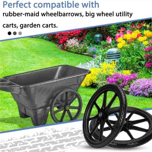 Upgraded 20 Flat Free Wheels Compatible with rubbermaid Wheelbarrow Tires, 20 Flat Free Tires with 5/8 Bearings Replacement for rubbermaid Cart Wheels/Big Wheel Utility Carts(5/8 Bearings)