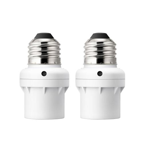 DEWENWILS Light Sensor Socket, E26/E27 Socket Adapter, Automatic Dusk to Dawn Sensor Socket for Porch/Wall Light Fixtures, Compatible with Incandescent/CFL/LED/Halogen, 2 Pack, White, ETL Listed