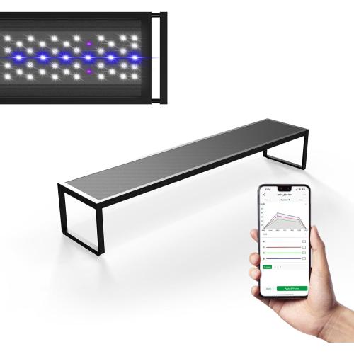MagTool Brite Series Auto Aquarium LED Light with App-Controlled RGB W LEDs, ADA Style Extendable Bracket, Supports Custom Sunrise/Sunset Colors in Manual/Auto/Custom Modes (Brite 45)