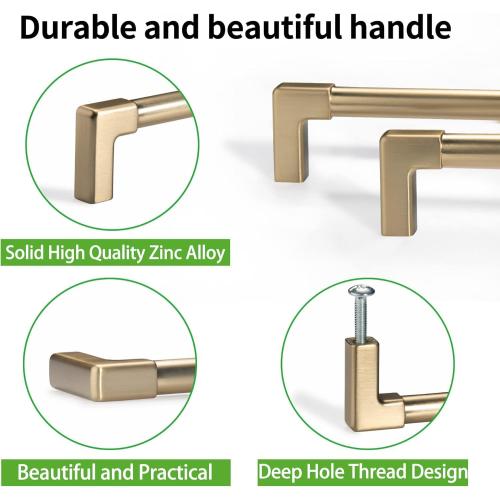 TUNNY 3Pack Classic Solid Cabinet Handles-10.08/256mm Screw Spacing Champagne Bronze Furniture Hardware Handles for Bathroom Dresser Kitchen Cabinets Bedroom Cabinet Pulls