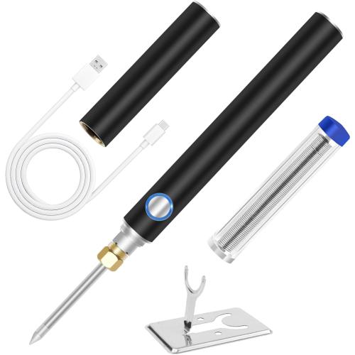 Cordless Soldering Iron Kit, ELMCONFIG 1100mAh USB Wireless Electric Soldering Gun Pen, Portable and Rechargeable for Home Appliance Repair, Electronic Components, DIY, Black