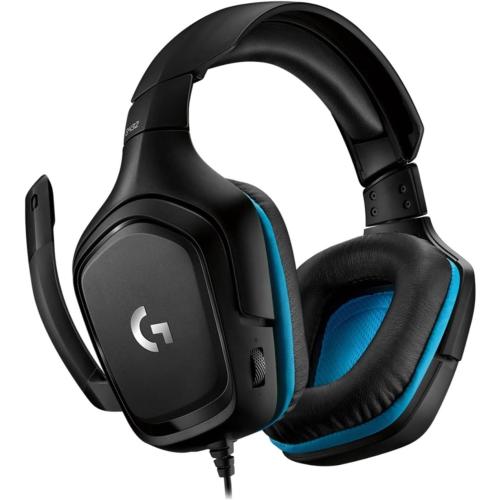 Logitech G432 Wired Gaming Headset, 7.1 Surround Sound, DTS Headphone:X 2.0, Flip-to-Mute Mic, PC (Leatherette) Black/Blue